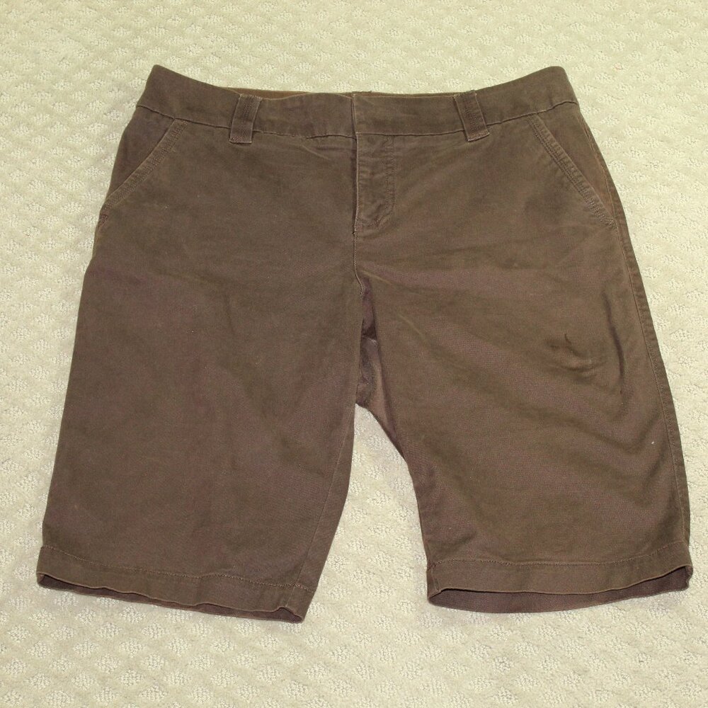 Sonoma Life Style Bermuda Shorts Women's 34x11 Brown Mid Rise Flat Front